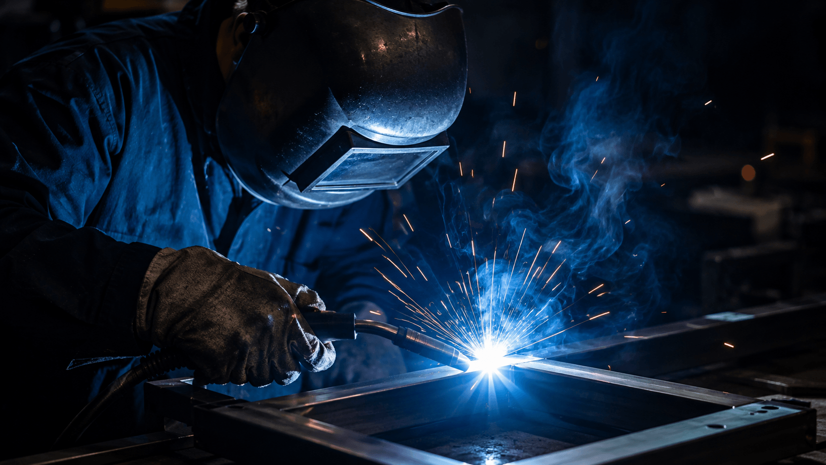 Welding — MIG/TIG welding with arc and sparks