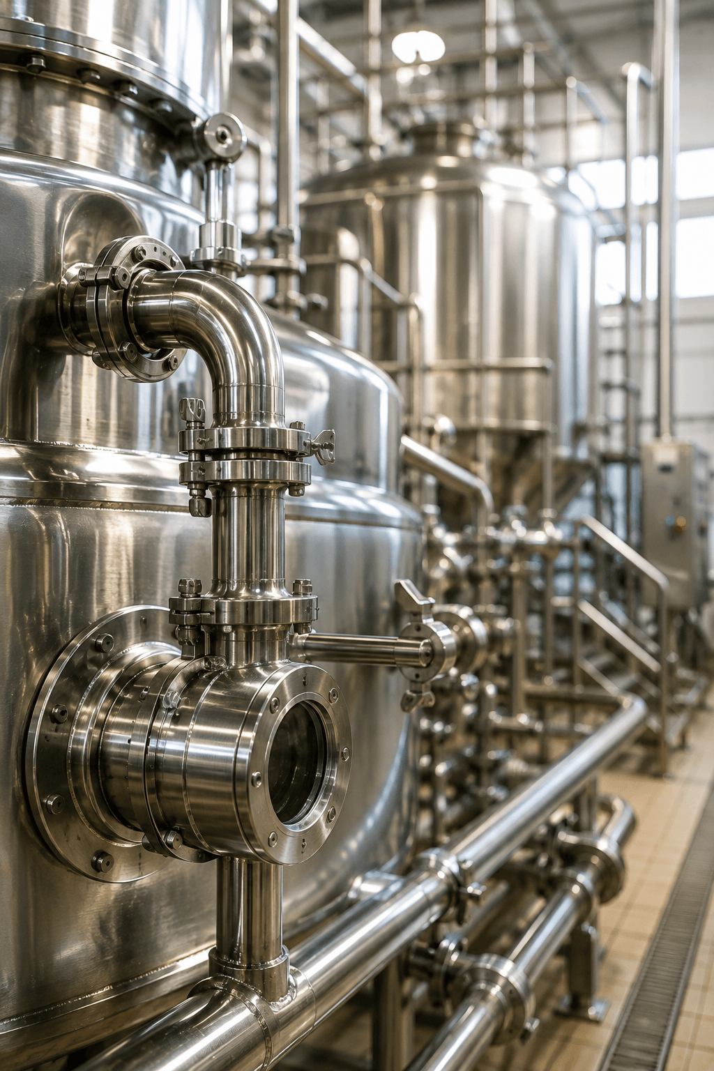 Food Processing — stainless steel tanks and pipework